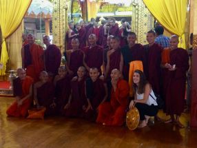 monks with tourist