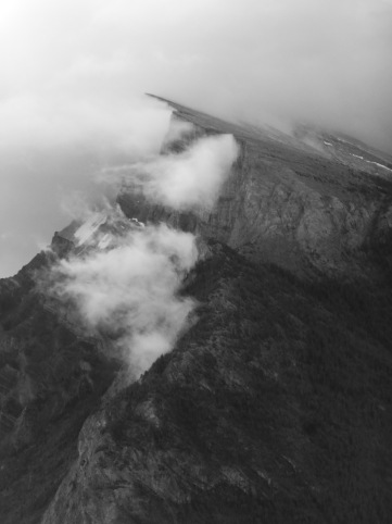 black and white clouds on mountain